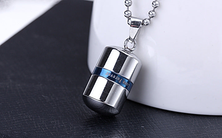 Titanium steel perfume bottle pendant Blue