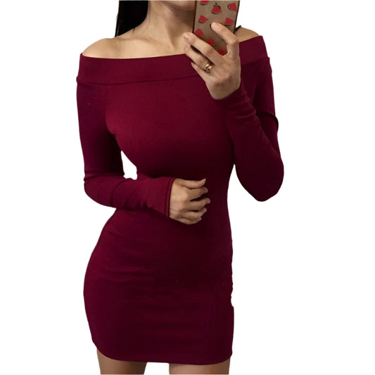 Spring new nightclub sexy dresses word collar strapless sexy bag hip dress Red