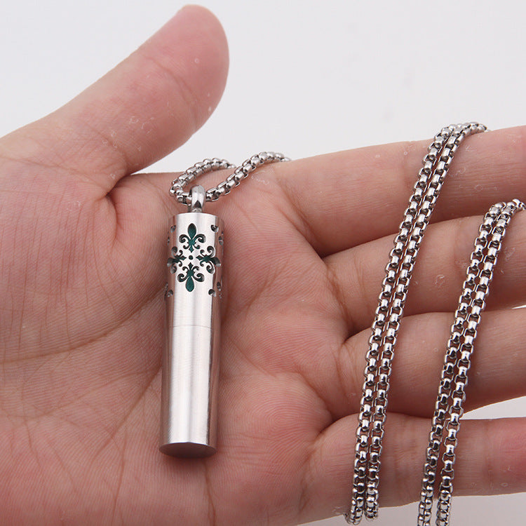 Men's Titanium Steel Simple Perfume Necklace SY852