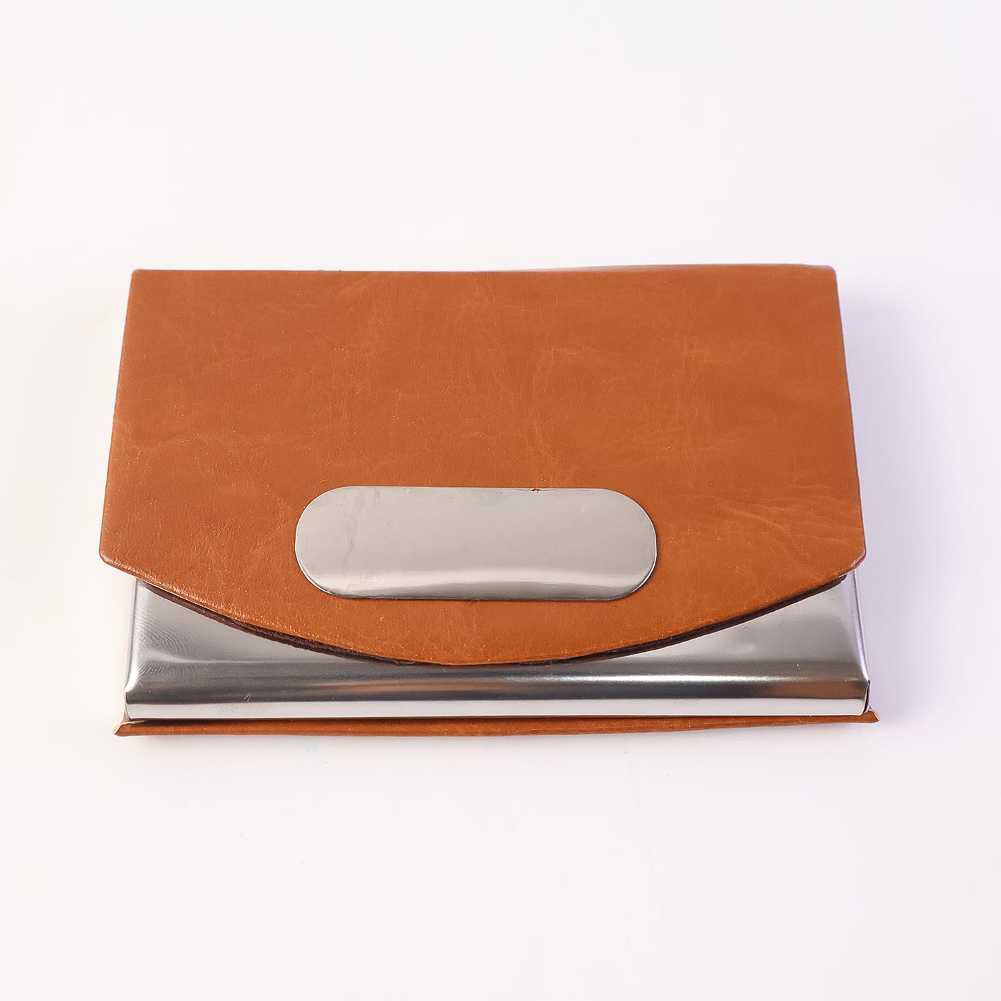 Leather Stainless-steel Business Card Holder (1 Pc)