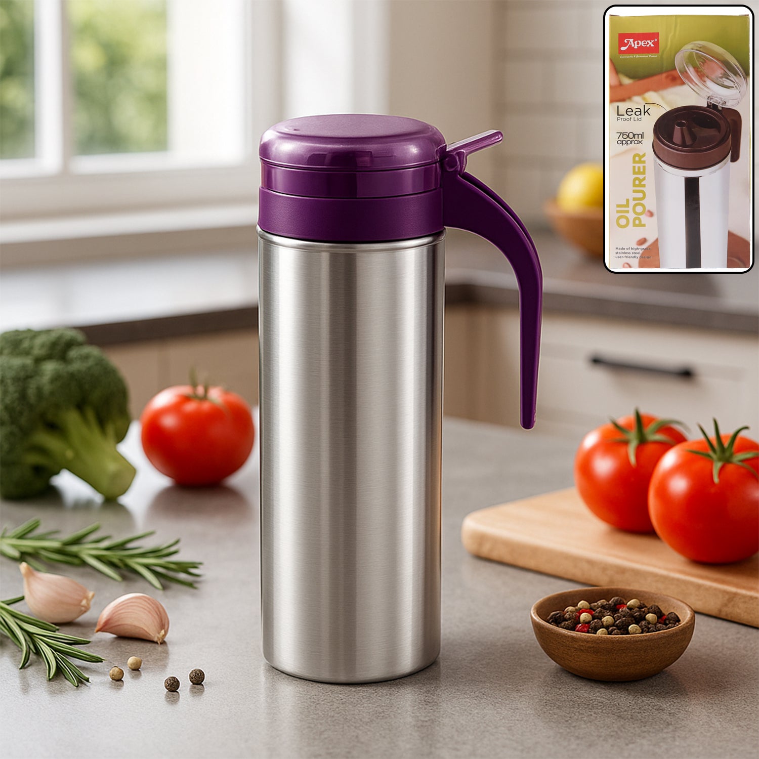 Apex 750ml Approx. Stainless Steel Oil Pourer/Dispenser (1 Pc)