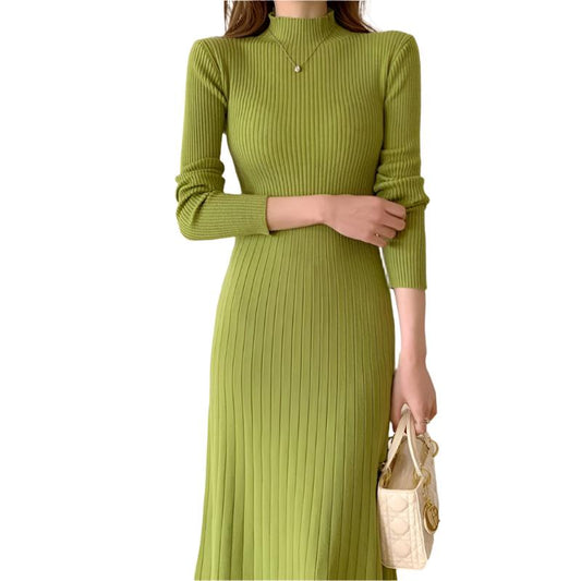 Autumn and Winter Mid-Length over-the-knee Sweater skirt A-line Knitted Dress