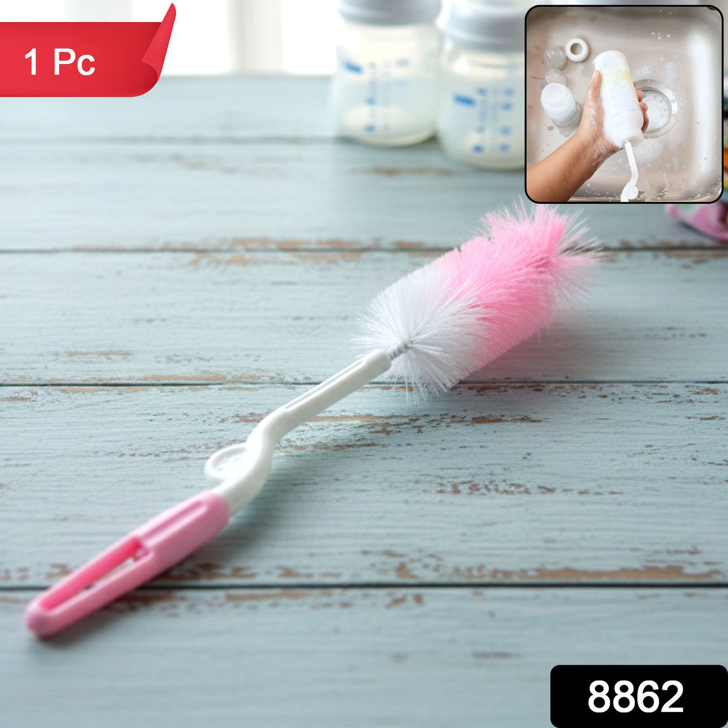 Bottle Nipple Cleaning Brush With 360 Rotary Handle (1 Pc)