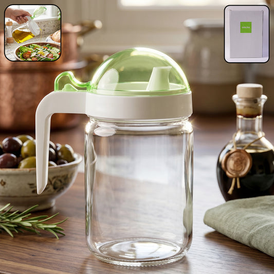 Glass Oil Dispenser Bottle With Lid - 580ml Capacity Perfect For Oil