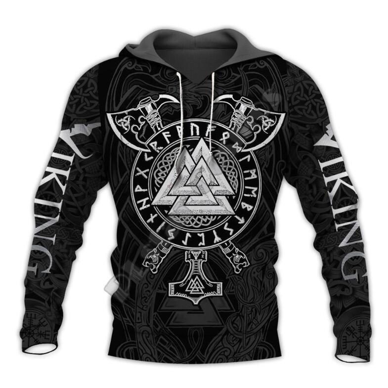 Weijinge Hoodie Valknut Symbol Round Neck Pullover