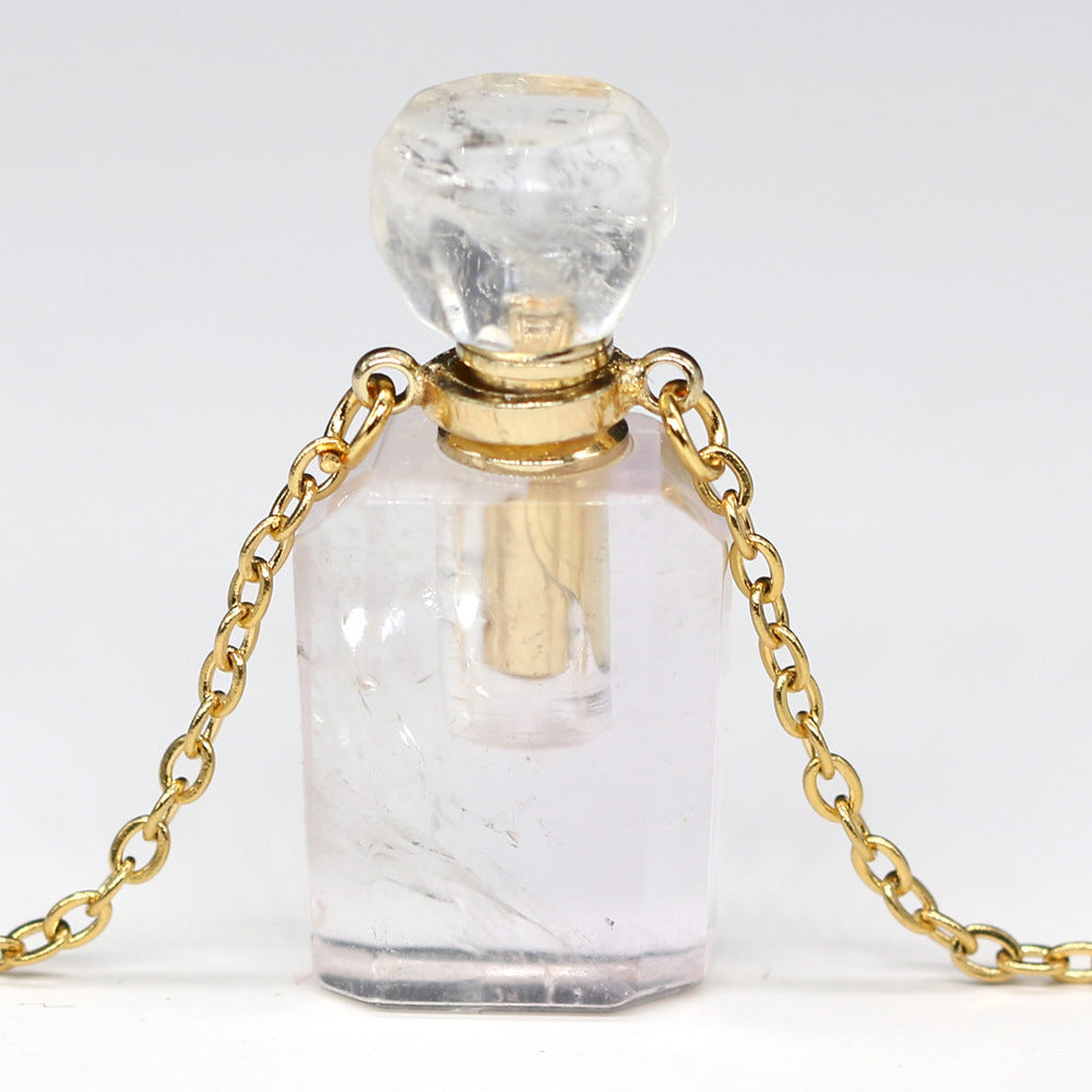 Exquisite Natural Stone Necklace Perfume Bottle Pendant White