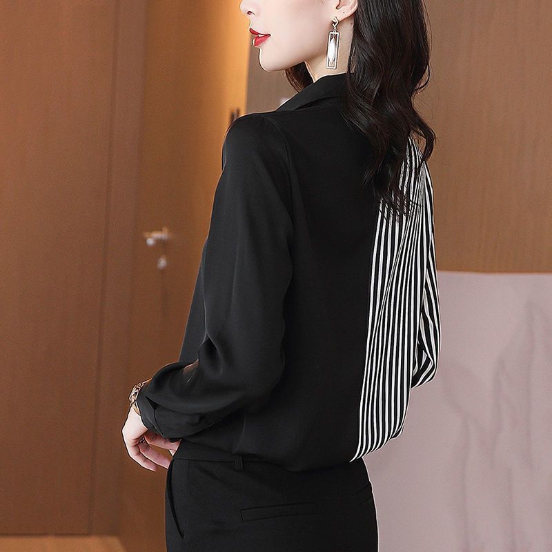 Korean Style Striped Color Matching Shirt Fashion Loose