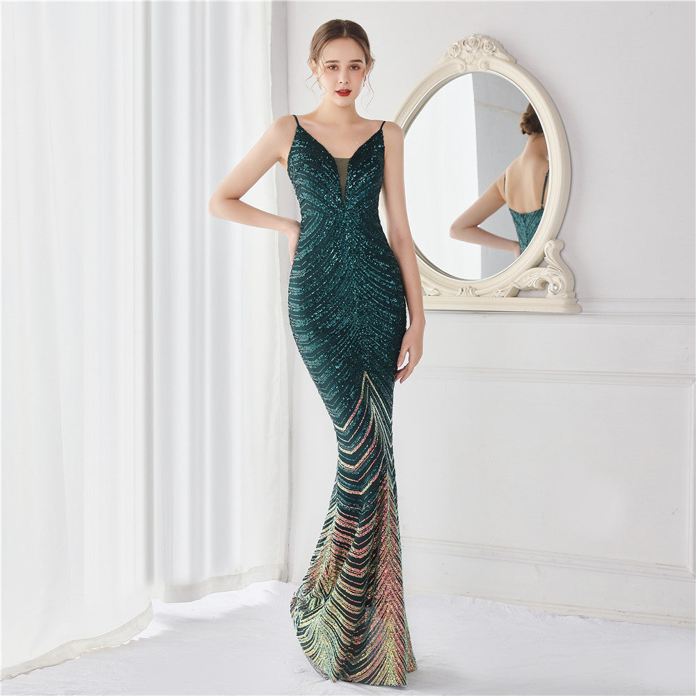 Dream Celebrity Party Party Evening Dress Long Slim Green