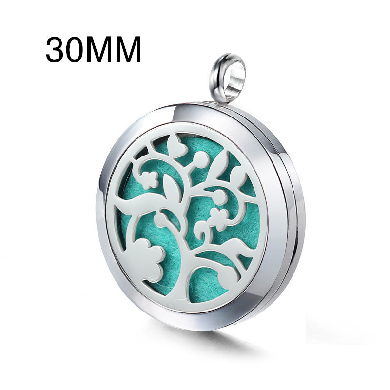 Stainless Steel Hollow Pendant Life Tree Perfume Pendant Steel 30mm