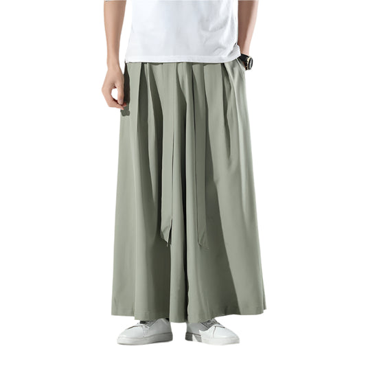 Oversized Loose Ice Silk Casual Pants Army Green