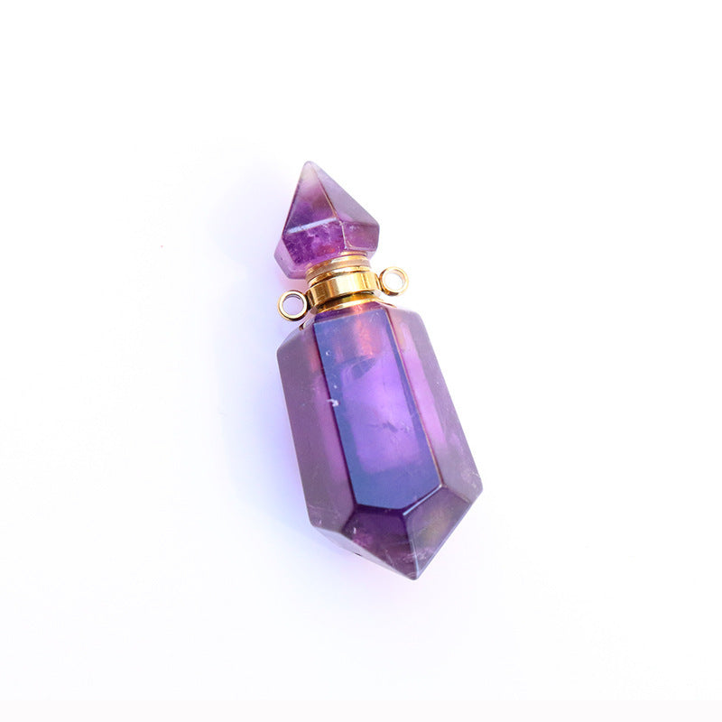 Natural Crystal Perfume Bottle Chain Pendant Amethyst