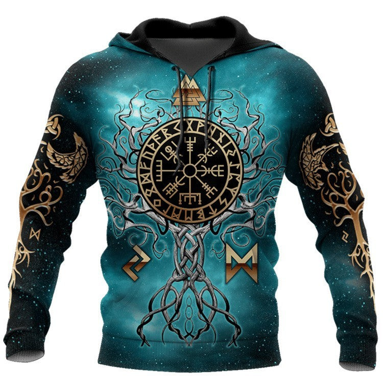 European Code Fashion 3D Digital Viking Printed Hoodie Model 8