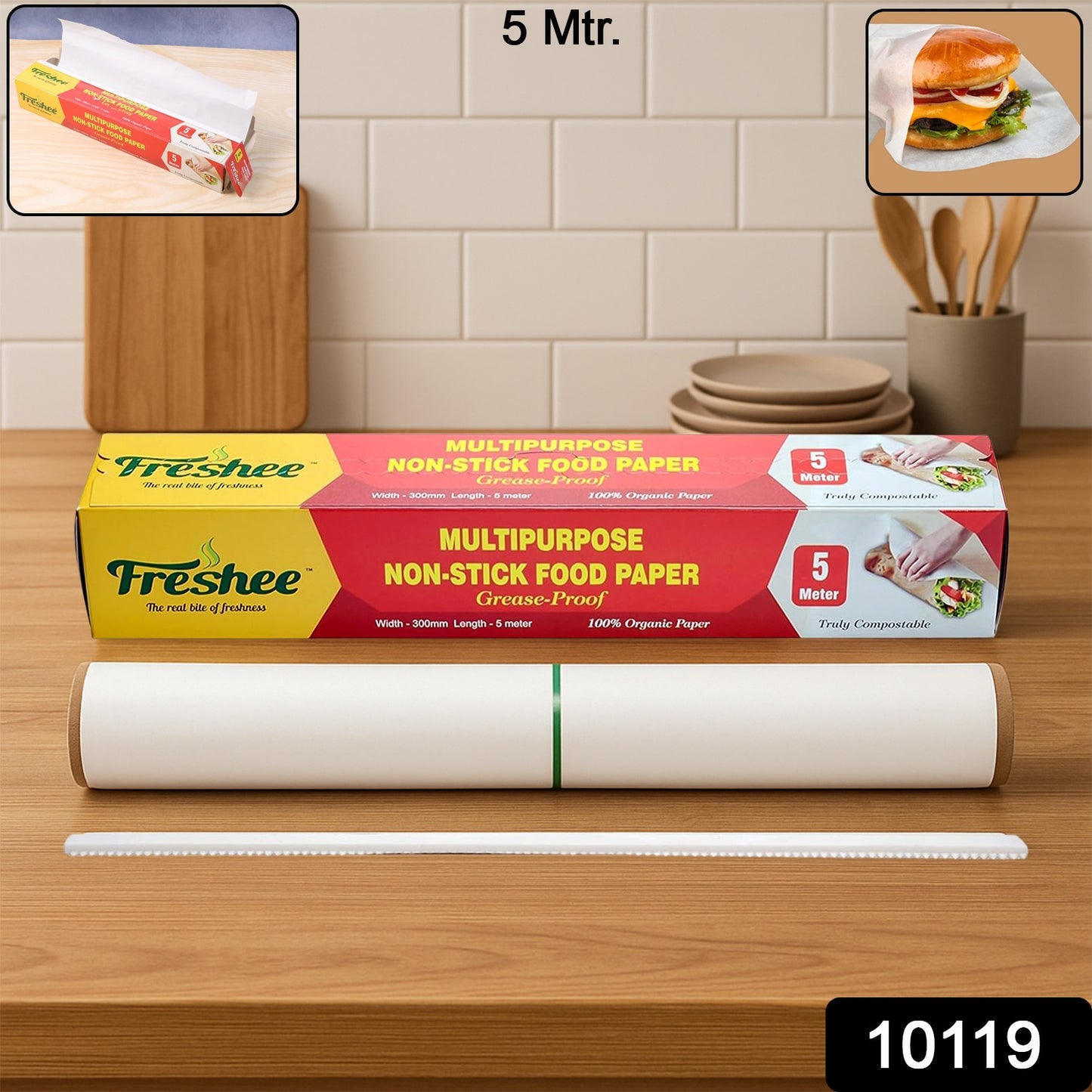 Freshee Multipurpose Grease-proof Non-stick Food Paper Roll 300 Mm 5 Meter