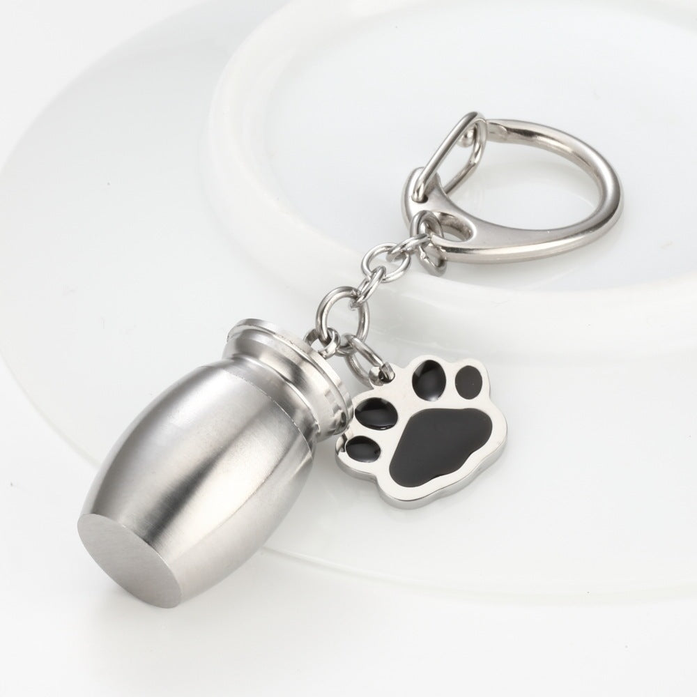 Perfume Bottle Keychain Drop Oil Dog's Paw Steel Keychain