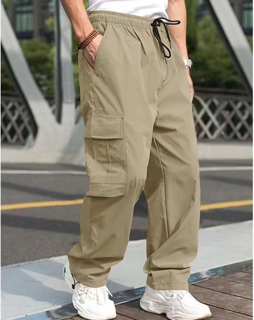 Fashion Loose Straight Casual Trousers Light Khaki