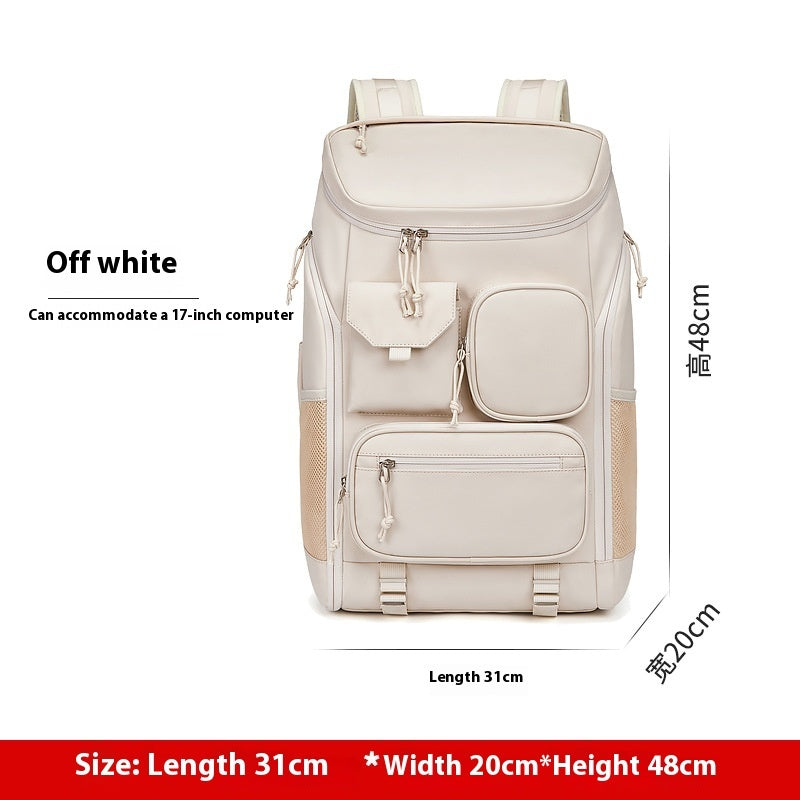 Men's Leisure Travel Large Capacity Backpack Beige 19 Inches