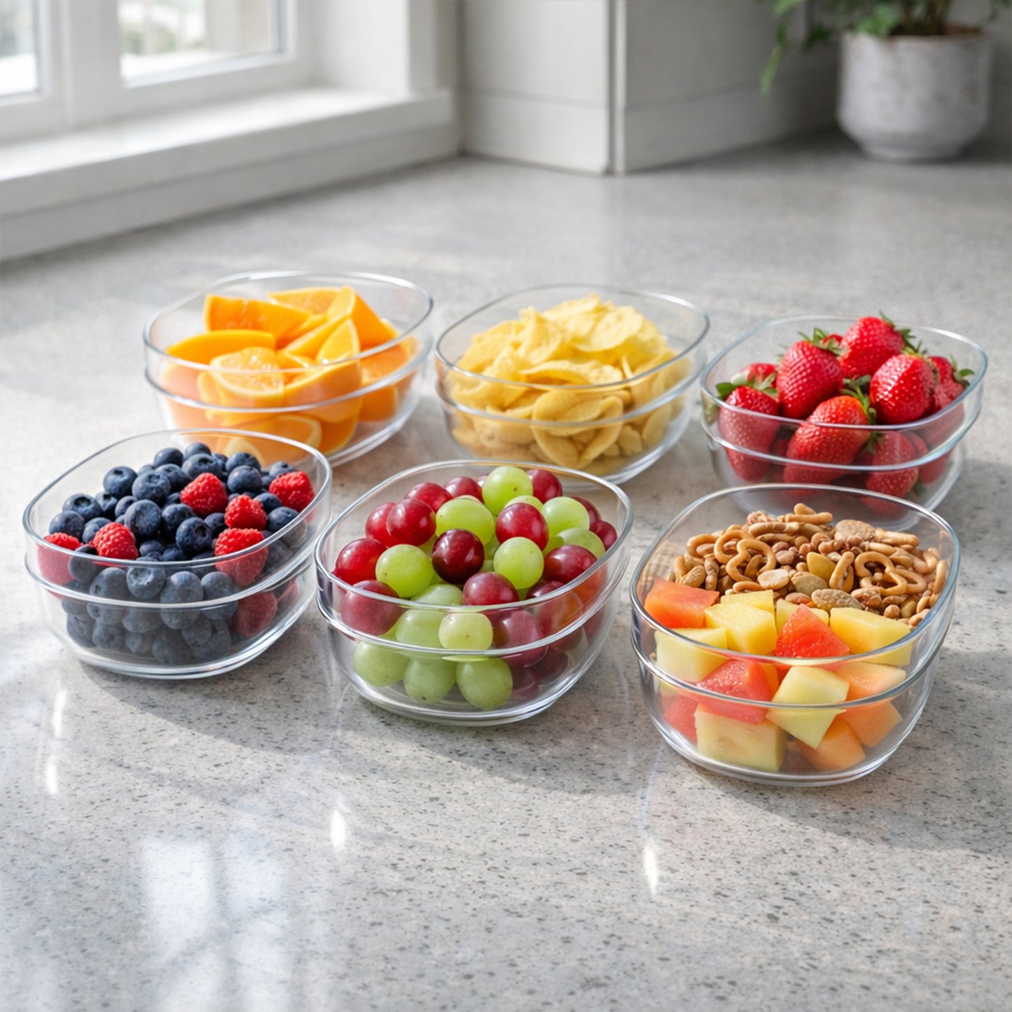 Multipurpose Transparent Serving Storage Bowls Set (6 Pc Set)
