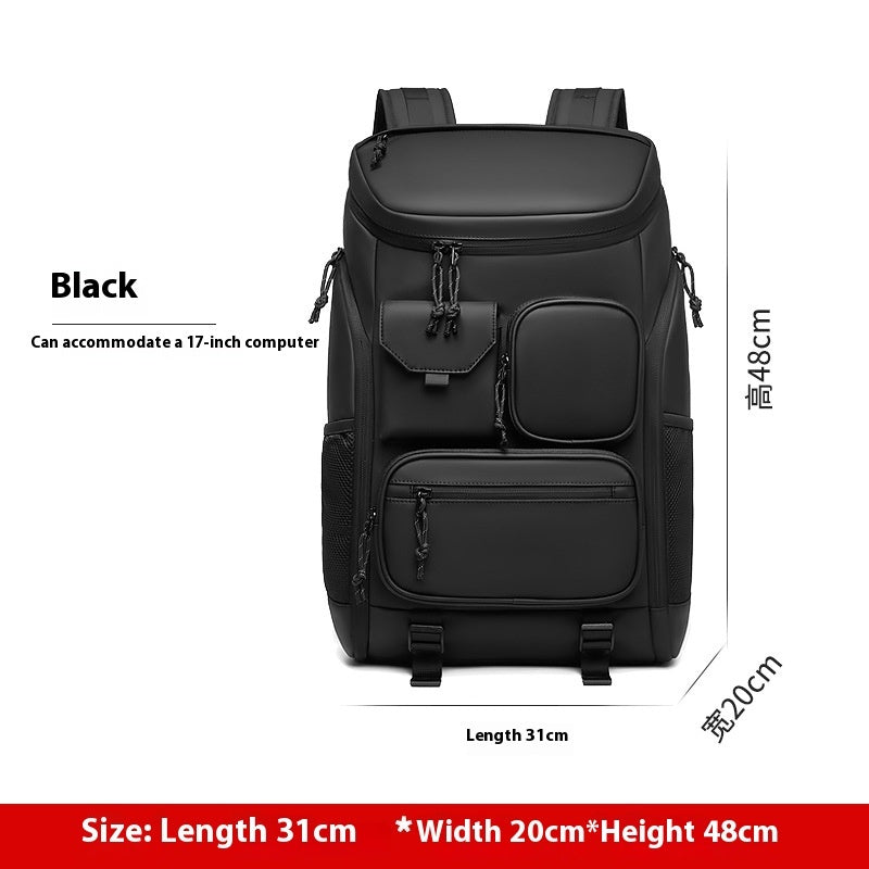 Men's Leisure Travel Large Capacity Backpack Black 19 Inches