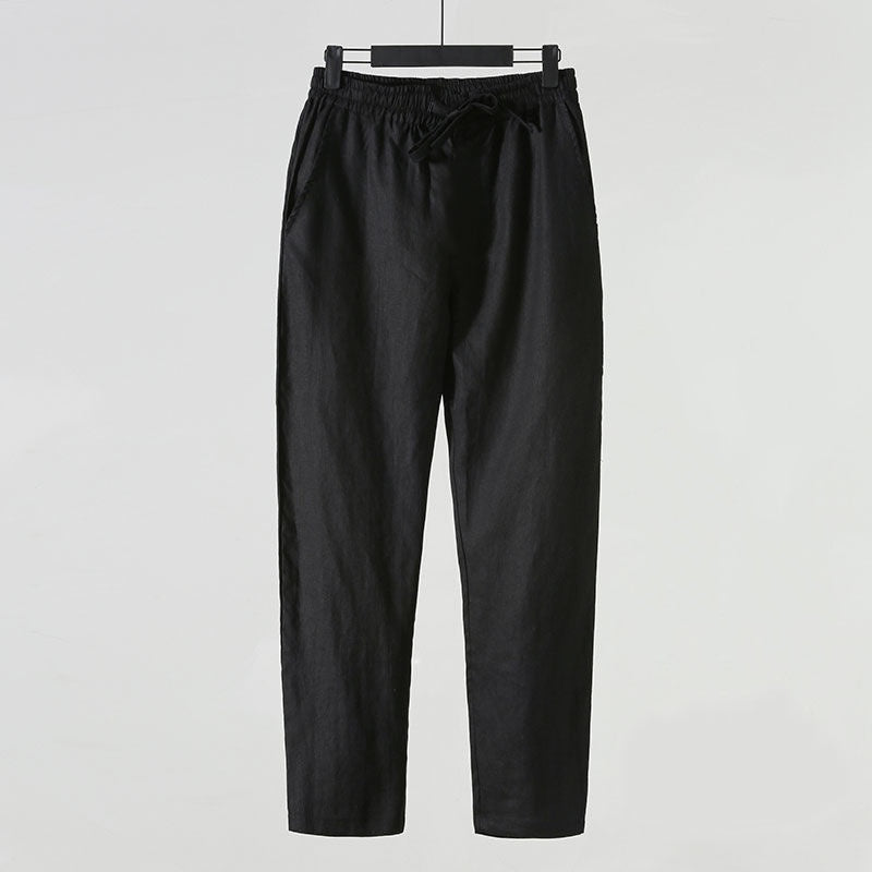 Men's Loose Plus Size Cotton And Linen Cropped Casual Pants