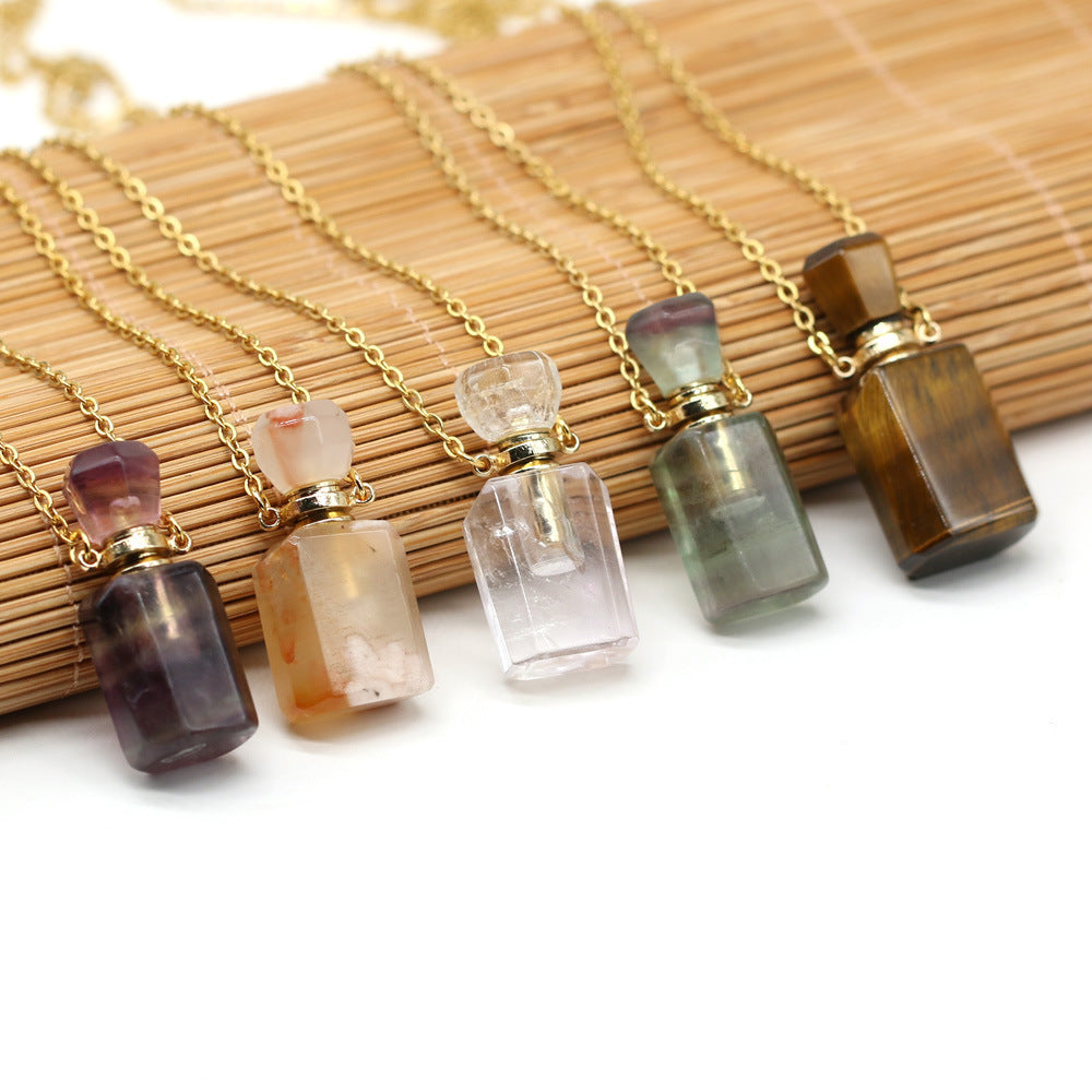 Exquisite Natural Stone Necklace Perfume Bottle Pendant