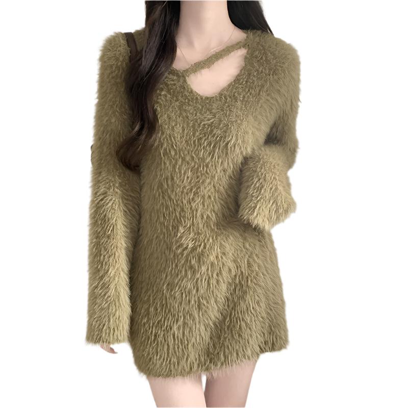 Woolen Sweater Korean Style Loose Chic Khakhi Acrylic