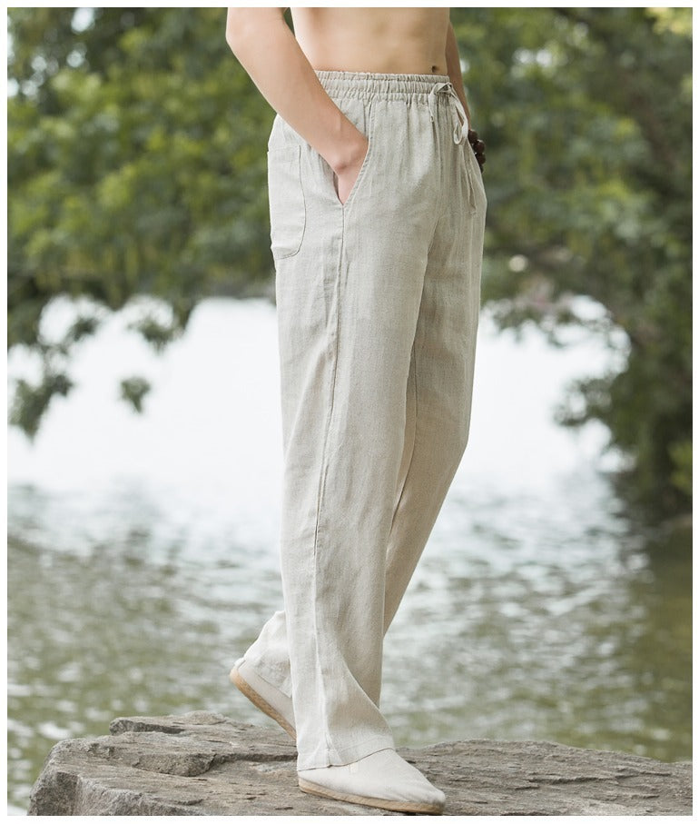 Linen Pants Men's Thin Breathable Casual Pants