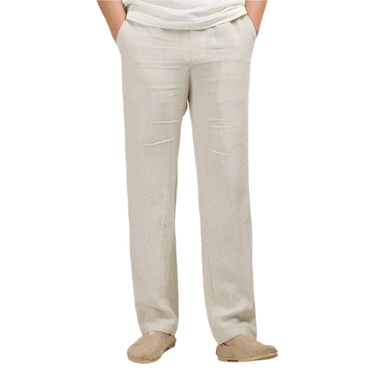 Chinese Style Men's Linen Men's Casual Pants Khaki