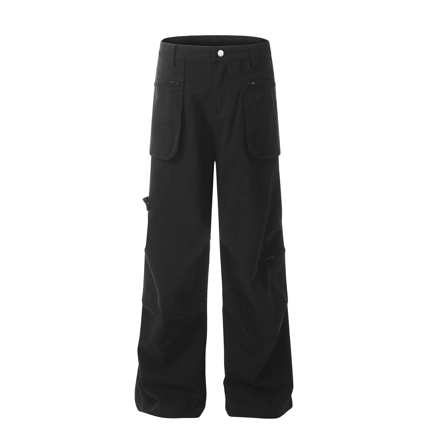 Cotton Loose Straight Cargo Pants Men Black