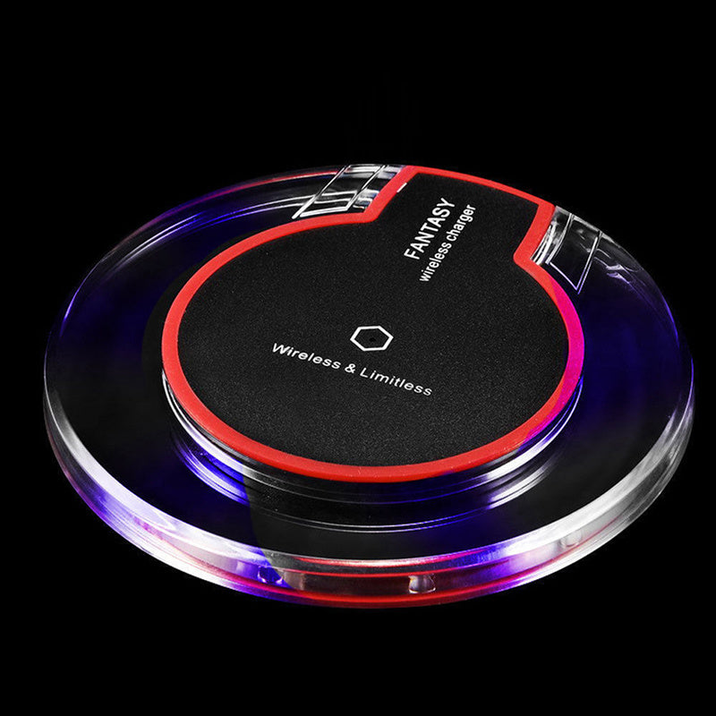 New Wireless Crystal Round Charging Pad Dock Charger With Receiver For Apple Black