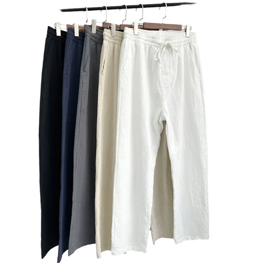 Men's Casual Pants White Baggy Straight Trousers