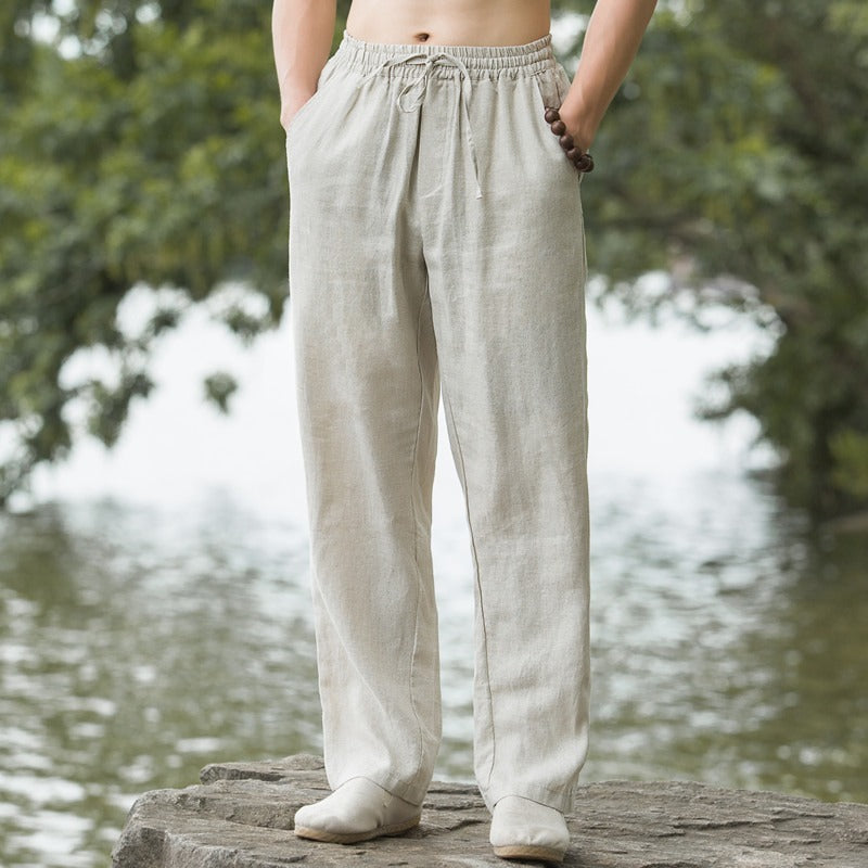 Linen Pants Men's Thin Breathable Casual Pants Linen