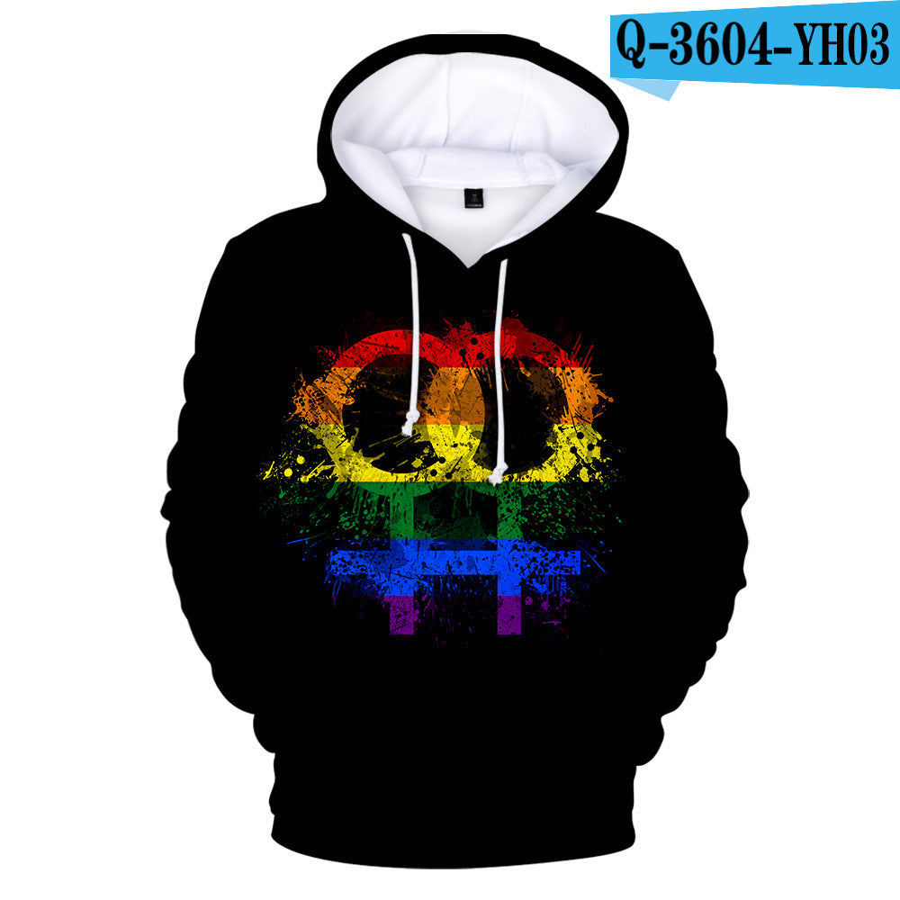 Gay Day Parade Leisure 3D Digital Printing Pullover Hoodie Men And Women C Style