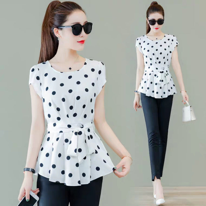 Women Casual Summer Style Chiffon Blouses Shirts White