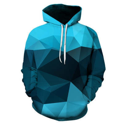 Digital Printing Loose Hoodie Blue