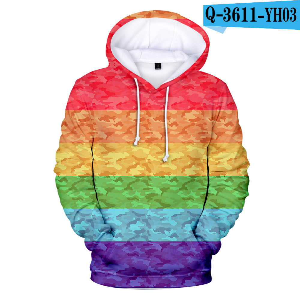 Gay Day Parade Leisure 3D Digital Printing Pullover Hoodie Men And Women J Style