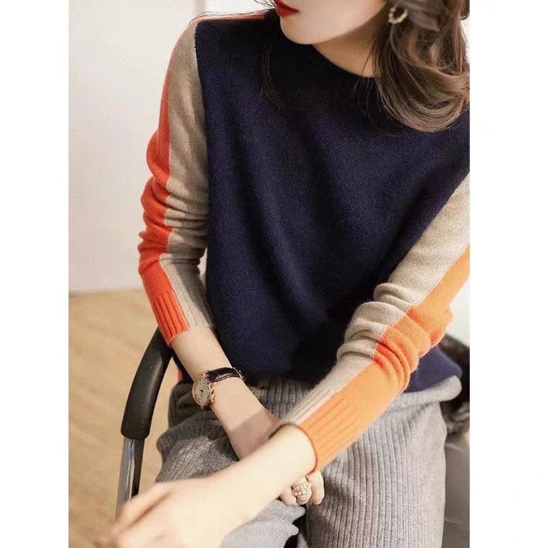 Simple Western Style Colored Pullover Bottoming Sweater