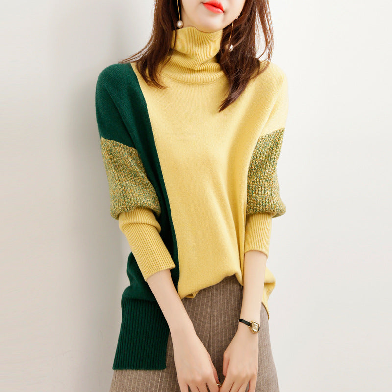 Women's Turtleneck Bottoming Shirt Autumn And Winter Western Style Inner Wear New Yellow Cotton