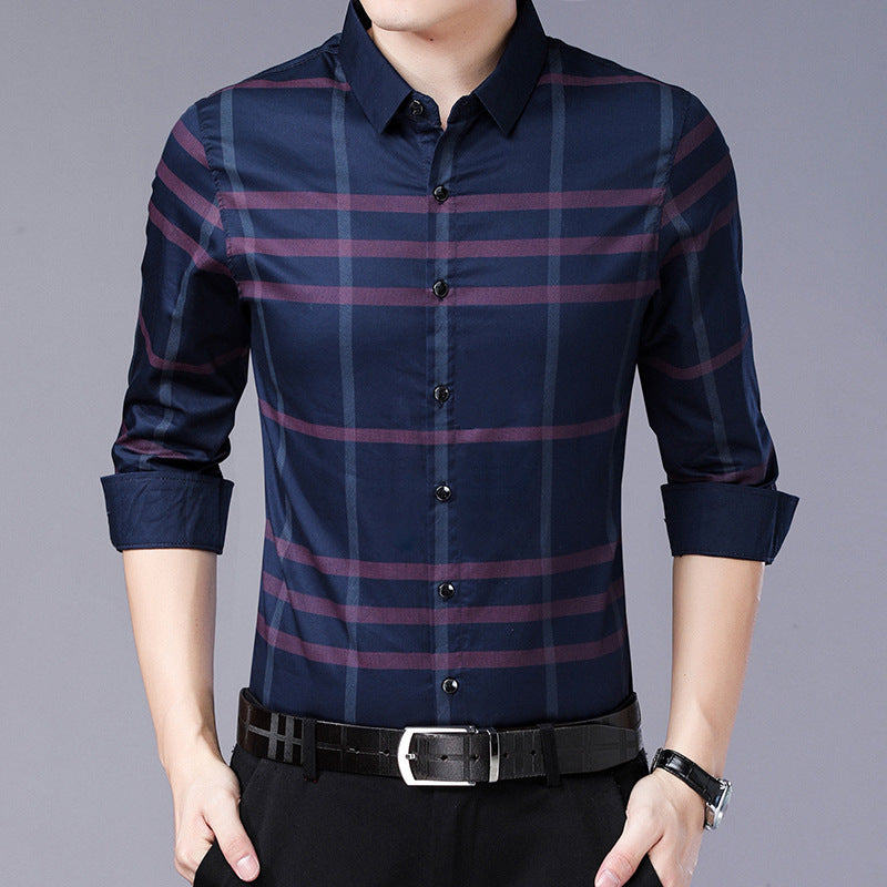 Men's Shirts New Fall Business Casual Men's Wear Navy red