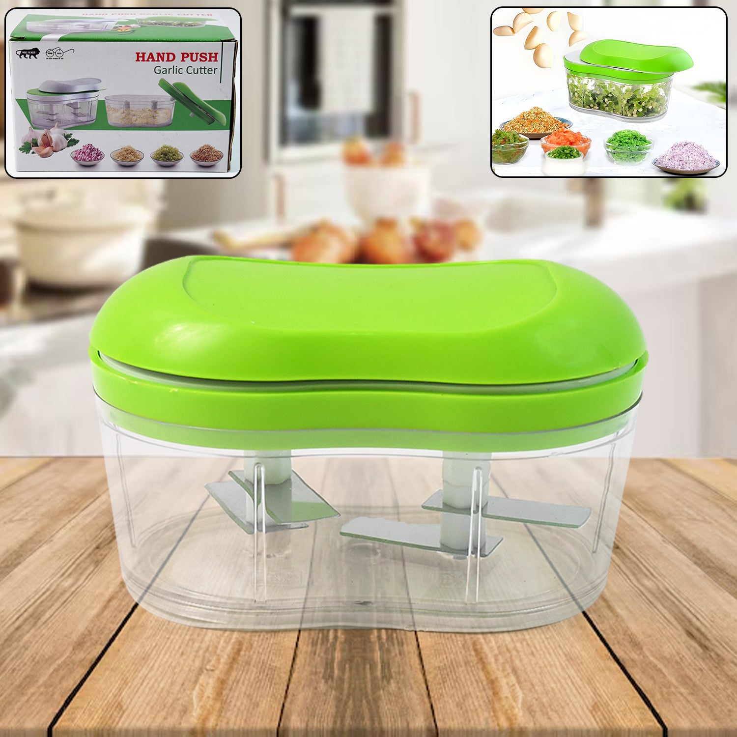 Manual Hand Push Garlic Cutter Vegetable Chopper (1 Pc)