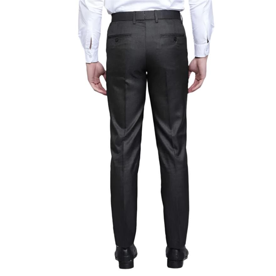 Lycra Black Blend Solid Regular Fit Mens Formal Trousers