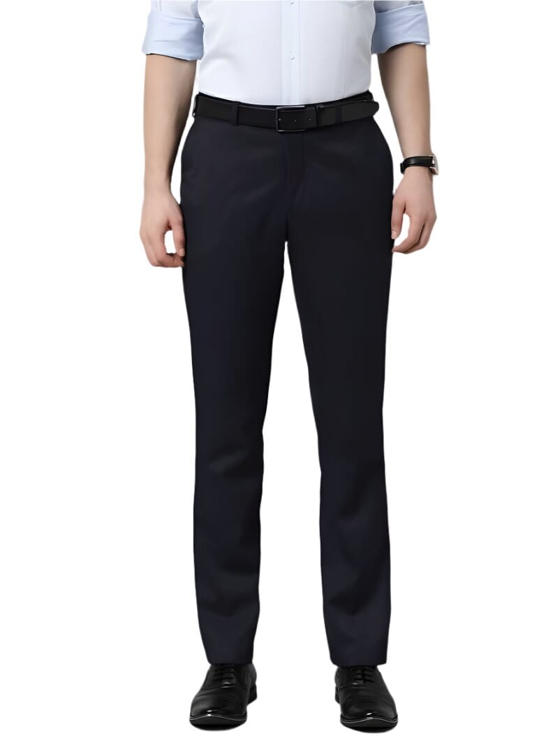 Lycra Black lend Solid Regular Fit Mens Formal Trousers Black Lycra