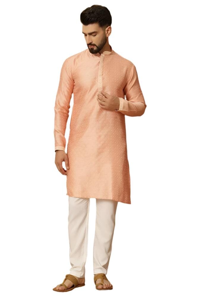 Men's Jacquard Solid Kurta Pyajama Set