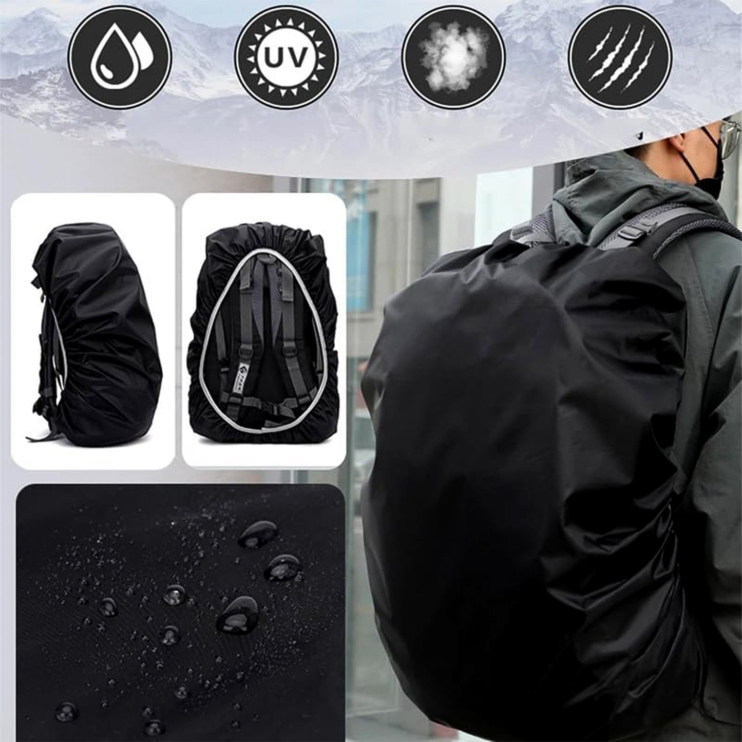Heavy Waterproof Nylon Rain Coverdust Cover - Elastic Adjustable For Laptop Bags And Backpacks School Bag Waterproof Cover Dust Proof Backpack Laptop Bag Cover (1pc)