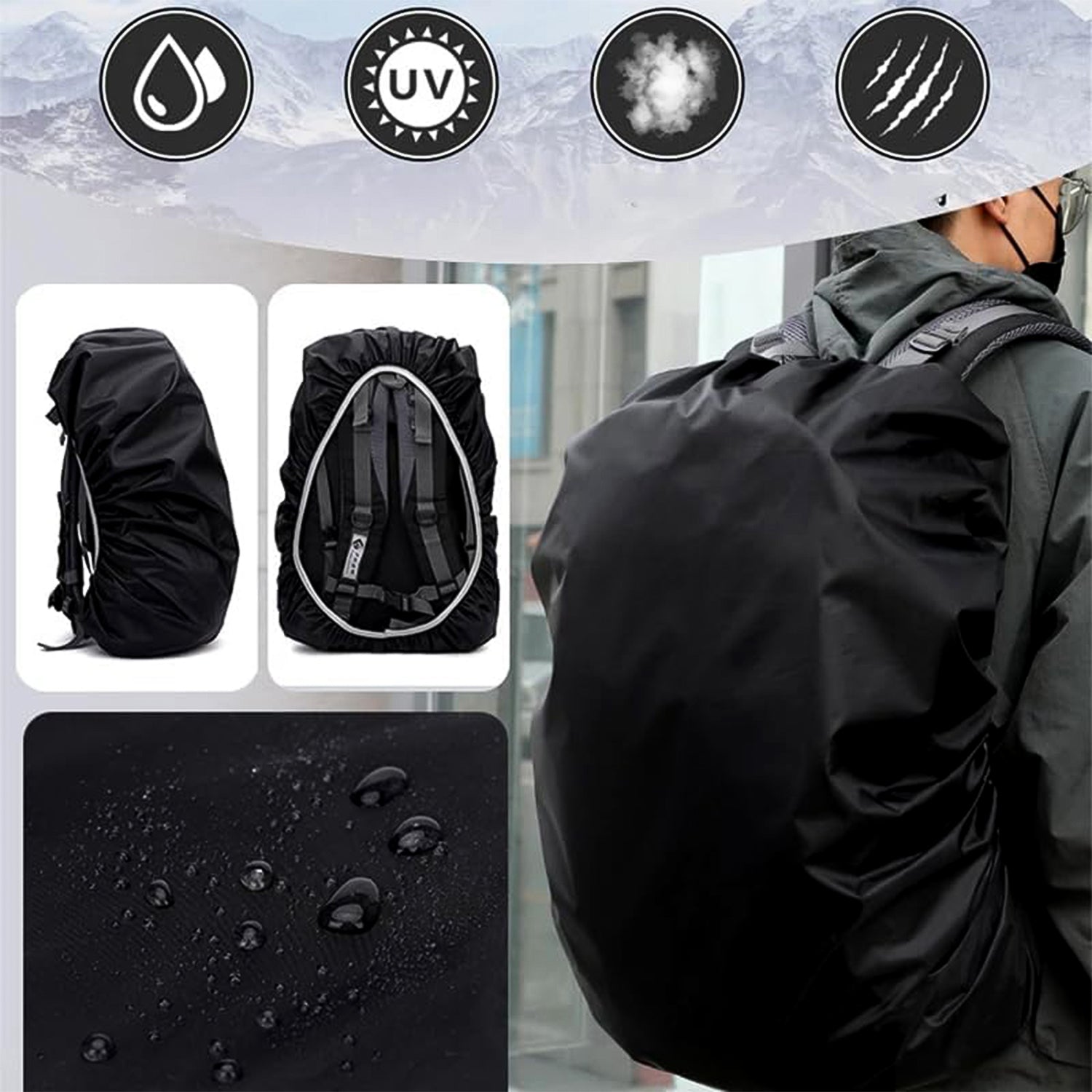 Heavy Waterproof Nylon Rain Coverdust Cover - Elastic Adjustable For Laptop Bags And Backpacks School Bag Waterproof Cover Dust Proof Backpack Laptop Bag Cover (1pc)